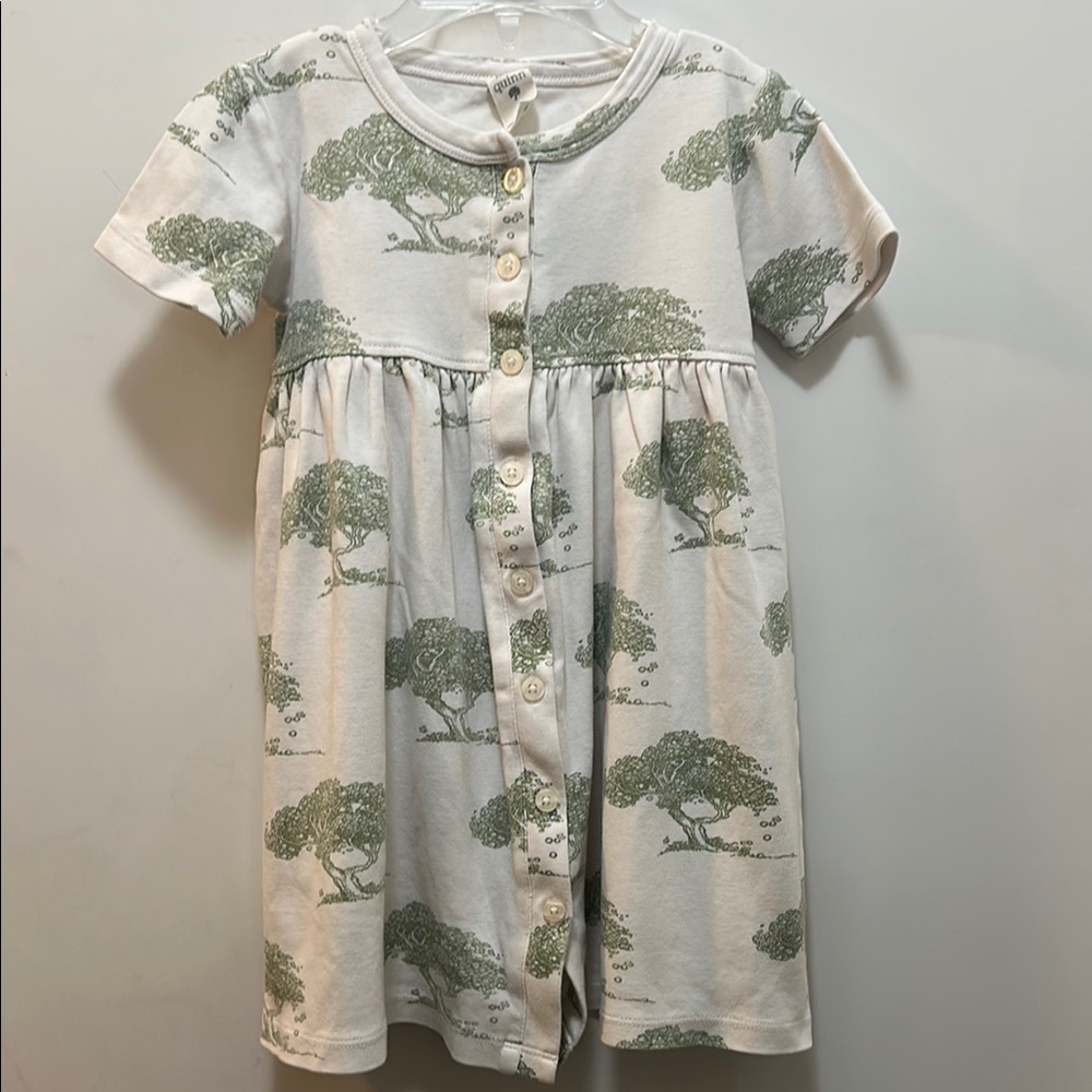 Kate Quinn Organic Green Tree Print Button Down Dress Size 4T - Picture 1 of 6